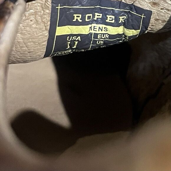 Roper Shoes Mens 11 Ostrich Print Leather Brown Performance Slip On Work Boot - Picture 9 of 12